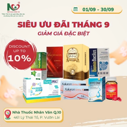 Picture for blog post GIẢM GIÁ ĐẶC BIỆT TRONG THÁNG 9 - CHỈ CÓ TẠI NHÀ THUỐC NHÂN VĂN Q.10