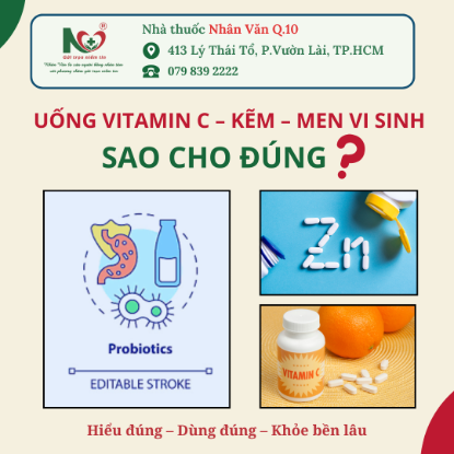 Picture for blog post UỐNG VITAMIN C, KẼM, MEN VI SINH THẾ NÀO CHO ĐÚNG?